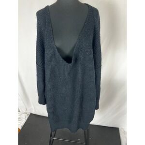 Free People Intimately Black Oversized M/L V-neck sweater
